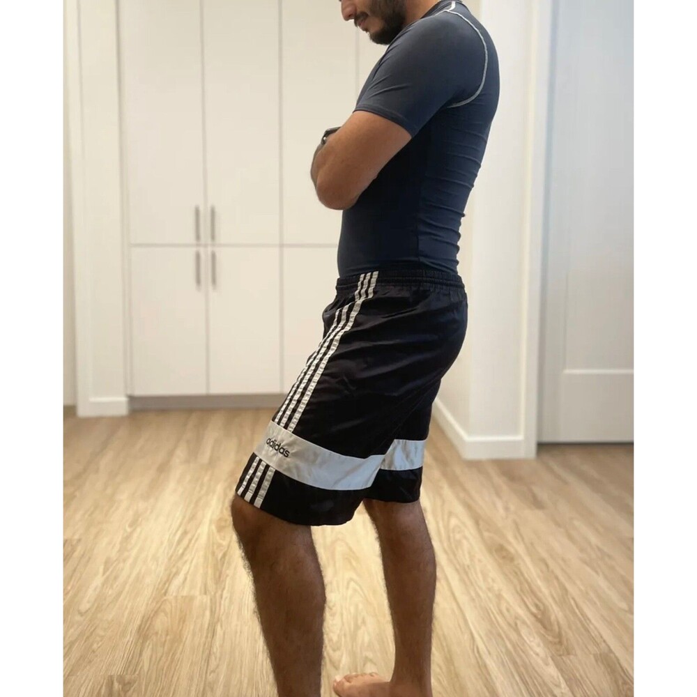Adidas 90s Super Rare Satin Glanz Soccer Shorts Nylon White Black Long Small